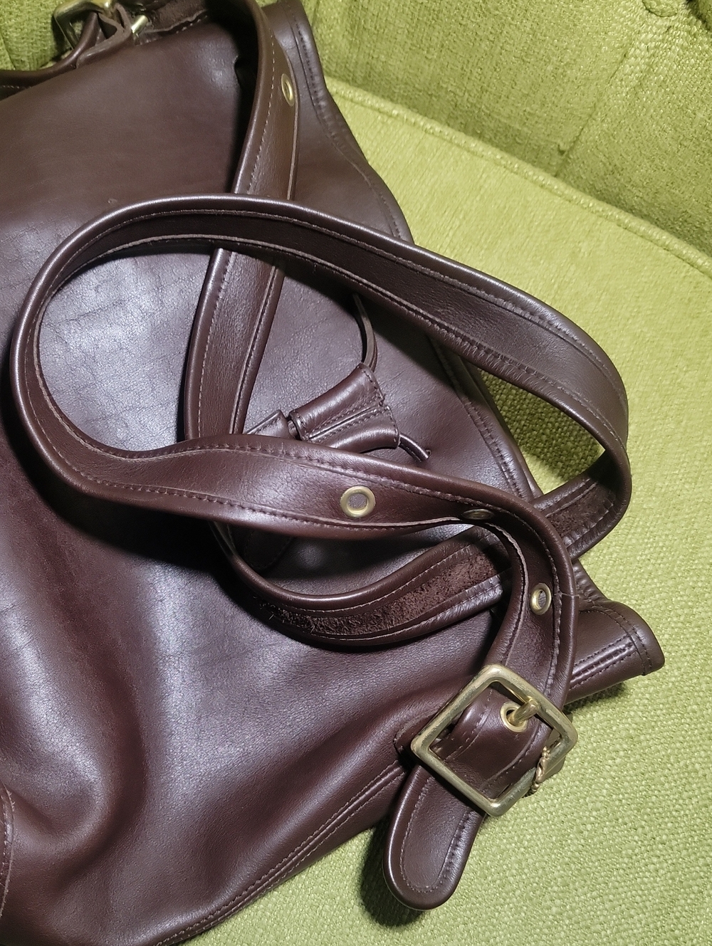 Vintage Coach Brown Leather Drawstring Bucket Bag - Picture 15 of 16